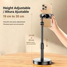 1pc Adjustable Desktop Phone Stand, 360° Rotating, Height Adjustable, Compatible With Smartphones, Suitable For Live Streaming And Watching Videos - A - View 2