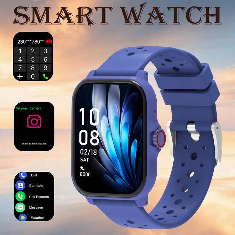 [Smart Watch]Unisex Smart Watch For Men And Women, Comfortable Silicone Strap, Supports Call Answering, Message Notification, Music Control, Alarm, 180mAh Battery, 1.83-Inch Full Screen Touch Display, Compatible With Android And IOS Systems, Sports Style, Suitable For World Cup Party And Gifts For Couples, Elders, Friends, Classmates And Other Holidays - View 10