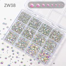12-Grid Glass Rhinestone Set SS4-SS30 Multi-Color Flat Back Rhinestones Super Shiny Nail Art Phone Case Clothing DIY Decoration Accessories - SS4-sS30 - View 12