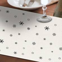 1pc Black & Red Buffalo Plaid Christmas Tree Table Runner, Snowflake & Star Print Decorative Tablecloth, Farmhouse Style Christmas Dining Room Home Party Decoration - Multicolor - View 4