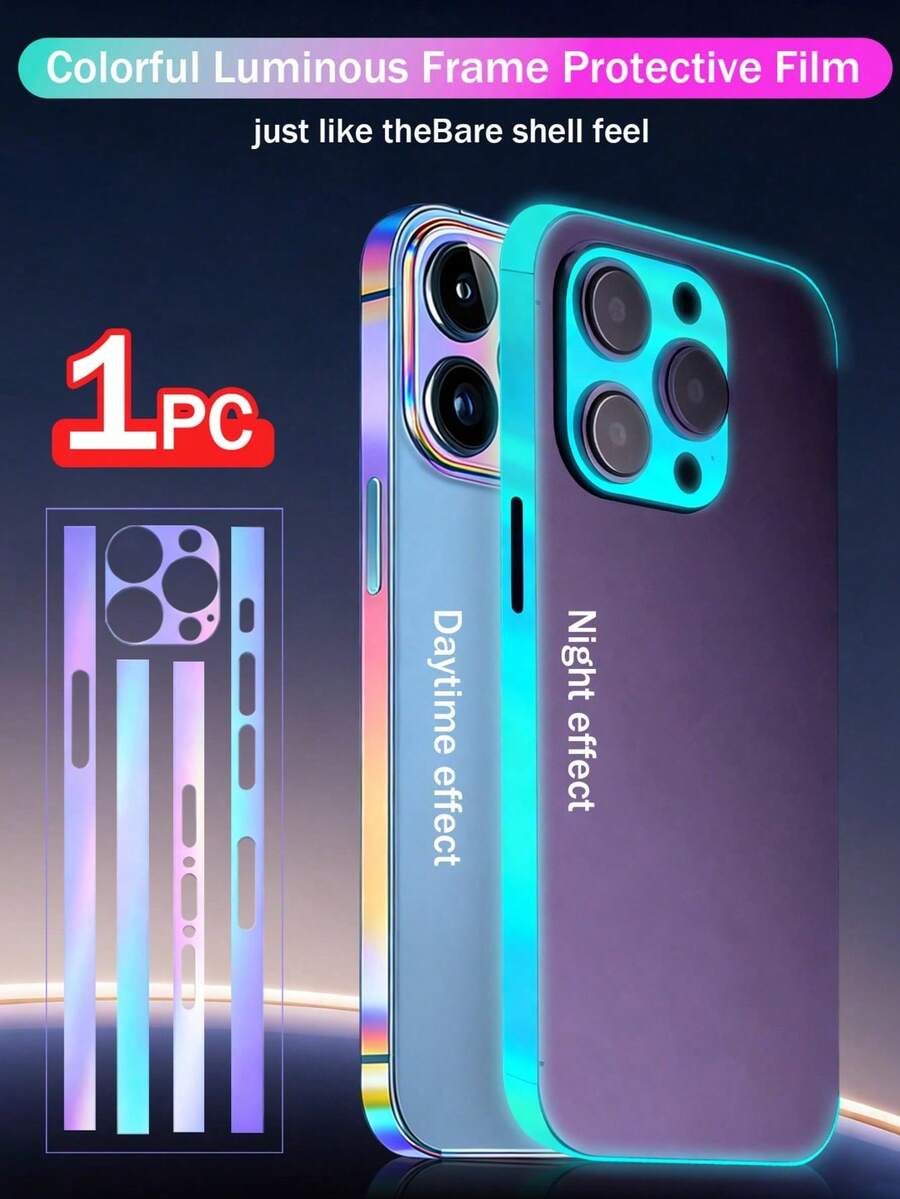 XINHONGYU 1pc Colorful Glow-In-The-Dark Phone Case Edge Sticker - Multicolor - View 1