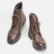 Men's Vintage Work Boots Round Toe Thick Sole Casual Ankle Boots For Outdoor And Commuting - Rust Brown - View 7
