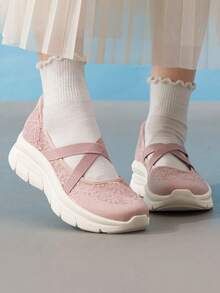 Skechers Women's Lightweight Casual Shoes ARCH FIT MC D'LUX Mary Jane Shoes Comfortable Breathable Cushioned Athletic Shoes 159523-ROS - Rose Red - View 2