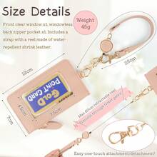 Pass Holder With Retractable Reel, Zipper Coin Purse, Transparent Window, IC Card Holder (, PASMO, Etc.), With Shoulder Strap, Retractable Reel, Coin Purse, Card Holder, Key Holder, Can Be Attached To Bag, Convenient For Quick Passage Through Turnstiles, Commuting, School, Fashion, Unisex - Multicolor - View 4