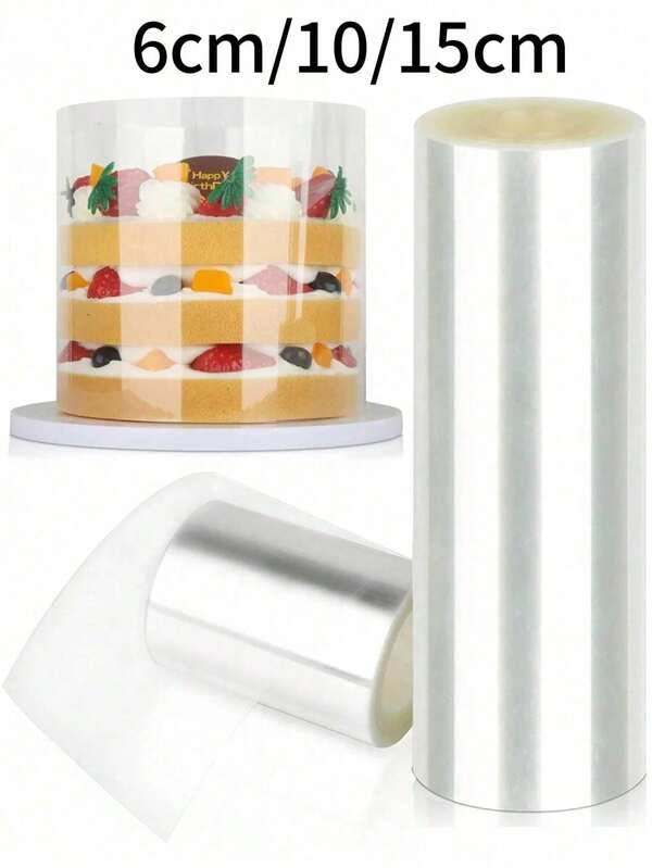 1pc Transparent Acetate Cake Collar, Clear Cake Wrap, Elegant Cake Packaging, Edge Decoration, Cake Cling Film, Cake Wrap Film, Mousse Cake Slices, DIY Cake Collar, Used For Baking Decoration, Shaker Card Making, Christmas