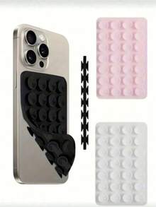 1pc Double-Sided Silicone Suction Cup Phone Holder, Octopus Sticky Grip, Reusable Strong Grip Suction Cup, Suitable For Phones, Wallets, Card Holders, Leather Phone Cases, Non-Slip Portable Phone Accessory, Suitable For Dorm, Travel And Daily Use - Multicolor - View 3