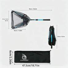 Foldable Fishing Landing Net, Telescopic Aluminum Handle Dip Net, Quick‑Dry Coated Honeycomb Mesh, Portable Triangular Fish Catch Net With Storage Bag For Freshwater Saltwater Fishing - Multicolor - View 10