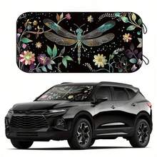 1pc Beautiful Dragonfly Car Sunshade, Made Of Polyester Fiber, Durable 190T Material Blocks UV Rays And Heat Protection For Car Interior, Suitable For Various Car Models Front Windshield, With Heat Insulation And Privacy Protection Function, Keeps Your Car Cool, Foldable For Easy Storage - Beautiful Dragonfly - View 13