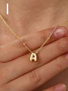 1pc Fashion Copper A-Z English Initials Perforated Pendant Multi-Layer Necklace, Women's Daily Casual Wear Personalized Necklace Collarbone Chain - Multicolor - View 25