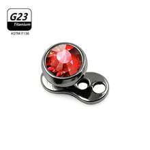 1PC ASTM F136 Titanium Crystal Dermal Anchor Tops 5mm Zirconia 14G Surface Piercing Skin Base Piercing Jewelry - Multicolor - View 15