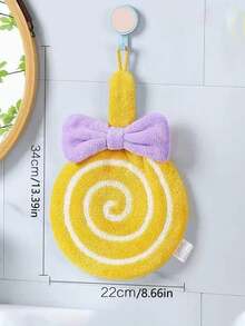 Cute Lollipop‑Shaped Hanging Hand Towel, Thickened Absorbent Coral Fleece Kids Small Towel, Soft Reusable Hand‑Drying Cloth, Multi‑Purpose Household Rag For Kitchen Wiping, Bathroom Hand & Face Washing Daily Household Cleaning Towel - Multicolor - View 7
