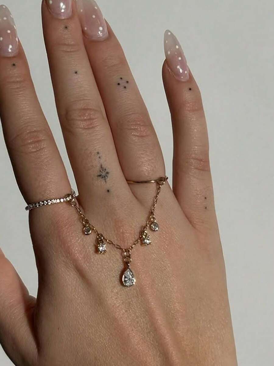 1pc Minimalist Heart Ring Fashion Evening Party Versatile Tassel Ring Band For Women - Gold - View 1