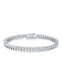Luxury 925 Sterling Silver D Color Moissanite Tennis Bracelet, Bridal Jewelry, Proposal, Wedding, Birthday And Anniversary Gift - Silver - View 13