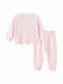 Balabala Soft Skin‑Friendly Tween Girl Pajama Set Wearable Home Loungewear For Boys & Girls Autumn Winter - Pink - View 2