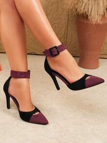 Zapatos de tacón alto de aguja con punta puntiaguda elegantes para mujer, zapatos de noche de vamp bajo a la moda, versátiles para fiestas y oficina - Burdeos - Ver 9