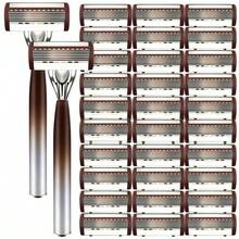 Newest Coffee Brown 6-Layer Manual Razor For Men, Stainless Steel Blades, Ergonomic Non-Slip Handle, Smooth & Close Shaving - Safety Tazor + Blade - View 11