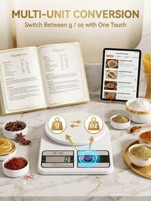 10000g-1g Precision Electronic Kitchen Scale, Compact Design With LCD Display, AAA Battery Powered, ABS Material, Hanging Design For Easy Placement, Suitable For Home And Office Use - White - View 3