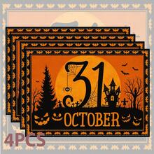 1pc/4pcs/6pcs/8pcs Halloween Pattern Table Mat, Breakfast Mat, Coffee Bar Mat, All Season Decorative, Washable Table Mat, Room Decor, Kitchen Table Mat, Indoor/Outdoor Party Decor, Home Decor, Ideal Gift - Multicolor - View 14