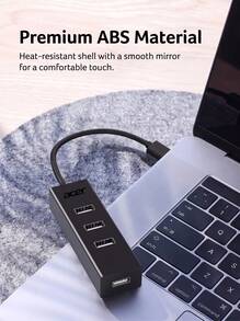 Acer USB 集線器 4 埠 USB 分配器 多埠 USB 延長線轉接頭 適用於筆記型電腦、桌上型電腦與行動裝置 - 黑色 - 查看 2