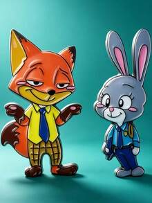 Disney 2pcs Zootopia Cute Cartoon Fox & Rabbit Enamel Pins, Random Style 4pcs Creative Character Brooch Pins For Collar Decoration, Backpack, Jacket And Clothing Accessories - Multicolor - View 8