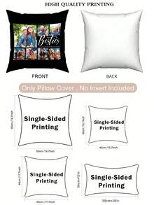1pc Black Background Multi-Photo Layout DIY Customized Best Friend Portrait English Text Pillowcase, Best Friend Memory Image Collage Cushion Cover, Exclusive Keepsake Pillowcase For Best Friend, Living Room Sofa Bedroom Bed Head Decor Lumbar Pillowcase, Pillow Insert Not Included - Multicolor - View 6