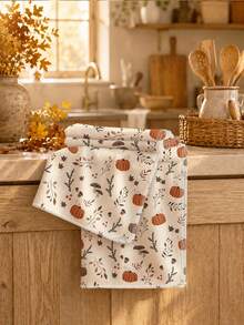 2 Stücke minimalistische Küchenhandtücher mit Ahornblatt- & Kürbismuster für den Herbst, weiche Polyester-Geschirrtücher, geeignet für Küchendekoration, Küchenreinigung, Feiertagsdekoration, Küchen- & Badezimmerbedarf, Haushaltsartikel, Wohndekoration, Einweihungsgeschenk - Verschiedenfarbig - Übersicht 7