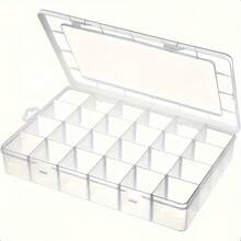 24-Grid Transparent Plastic Storage Box With Secure Lid - Plastic Storage Box With Adjustable Dividers, Multi-Functional Jewelry, Beads, Craft Materials And Small Tools Organizer - Compact Design, Easy Classification And Storage, Jewelry - Multiple Styles - View 1