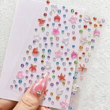 Rainbow 3D Glitter Gem Stickers, Sequin Heart & Star Stickers, Self-Adhesive Rhinestone Diamond Shape Design, Suitable For Makeup And Clothing, Multi-Color Diamond Face Gems, Perfect For Valentine's Day, Holidays, Parties And Events - Multicolor - View 4