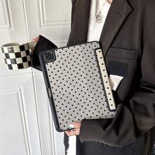 1pc Cute Black & White Polka Dot Print Tablet Protective Case, Foldable Stand, Multi-Angle Viewing, Suitable For Work & Entertainment, With Pen Slot, Compatible With IPad Pro 2024/Air M3/A16 2025, Compatible With Xiaomi, Compatible With Samsung, Compatible With Huawei MatePad - Multicolor - View 3