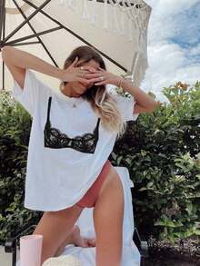 Women T-Shirts - Black and White - View 2