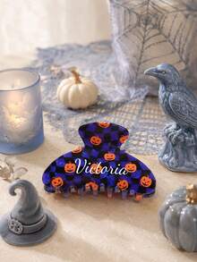Personalized Halloween Hair Claw Clip, Custom Engraved Name, Spooky Pumpkin Witch Hat Hair Accessories Birthday Party Gift For Her, Custom Name Gift - Multi-color Halloween Hair Clip - View 4