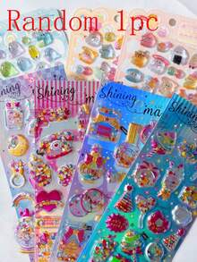 1/4pcs Embossed Crystal Fun Stickers Solid Cartoon Animal Pattern Planner Phone Case Decoration Stickers - Multicolor - View 15