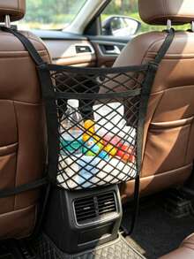 1pc Car Seat Gap Storage Net, Multi-Layer Elastic Mesh Pocket, Made Of High Elasticity Nylon Webbing, Suitable For Between Car Seats, Can Store Miscellaneous Items And Act As A Barrier To Prevent Children In The Back Seat From Reaching Forward - A - View 4