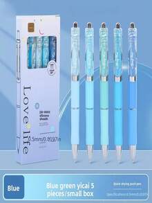 5pcs Gradient Color Neutral Pen Set, Includes 5 Pens + 10 Refills, 0.5mm Steel Nib Quick-Dry Retractable Pens, Suitable For School And Office Cute Aesthetic Writing - Gradient Gel Pen Set - View 6