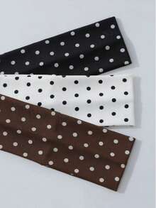 3pcs/Set Fashion Women's Polka Dot Print Soft Non-Slip Headband, Elastic Yoga Sports Hair Accessory, Versatile For Daily Wear And Multiple Occasions - Multicolor - View 3