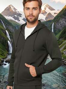 Men Hoodie Co-Ords - Dark Grey - View 1