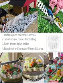 Miniature Wooden Outdoor Decorative Fence-Smooth Edges; Suitable For Gardens And Miniature Landscapes; Easy To Assemble (No Tools Required); Ideal For Autumn, Halloween, And Christmas Decor; Realistic Miniature Model. - Multicolor - View 5