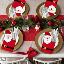 1/4pcs Set, Cute Christmas Placemats, Tableware Storage, Santa Claus, Reindeer, Snow And Gingerbread Man Designs, Christmas Tableware Holder, Placemat, Silverware Pocket, Party Table Decoration, Adding Color To Your Holiday Party Table - Multiple Styles - View 11