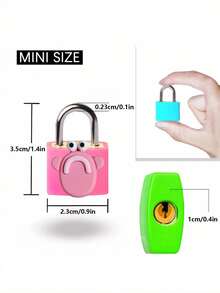 Mini Colorful Lock, Cute Cartoon Padlock, Cute Expression Small Padlock, Mini Lock For Luggage, Diary Lock, Storage Box Lock, Backpack Anti-Theft Lock, Suitable For Students, Girls, Planner Enthusiasts, Perfect For Back To School, Birthday, Christmas Gifts, Storage Privacy, Anti-Theft Protection, Dorm Cabinet, Jewelry Box, Notebook, Multi-Color Funny Cartoon Mini Lock With Key Set - A - View 10
