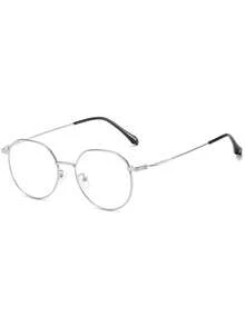 1 pieza Gafas de mujer de metal minimalista elegante artístico geométrico ultraligero, uso diario, escuela, elegante casual decorativo con lentes transparentes, adecuado para trabajo, regreso a la escuela, fotografía callejera, uso de teléfono, citas, etc. - Plateado - Ver 3