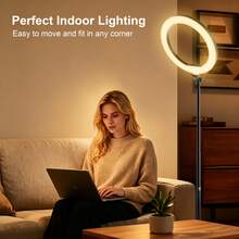 Uegogo 10-Inch LED Ring Light With 1.45m Adjustable Tripod Stand, 3 Color Modes, Portable Fill Light With Phone Holder, Suitable For Makeup, Selfie, Live Streaming, Photography, Video Calls, Vlog And Content Creation - Black - View 6