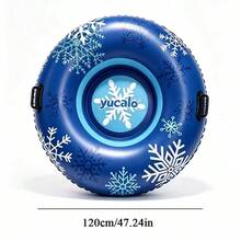 Inflatable Snow Tube, Winter Outdoor, Thickened PVC Material, 120cm With Handles, Adult Snow Sled, Snow Resort Entertainment - Multicolor - View 8