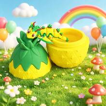Cute 3D Printed Pineapple Dragon + Dragon Egg Model Set Plastic Toy Ornament Desktop Decoration Sculpture Holiday Gift - Multicolor - View 6