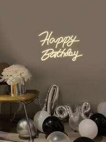 1-Piece Happy Birthday LED Neon Light With USB Power Cable, Clear Acrylic Cursive Letter Sign With Bright Cool White Glow For Kids' And Adult Birthday Parties, Event Backdrop, Cake Table, Bedroom And Celebration Gift - Multi-color light - View 5
