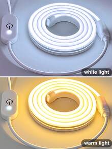 USB 柔性觸控調光 LED 霓虹燈條 1m/2m/3m/4m/5m 可調亮度 5V 環境照明燈條,適用於直播、化妝鏡、浴室梳妝鏡、臥室居家裝飾氛圍燈 - 白色 - 查看 7