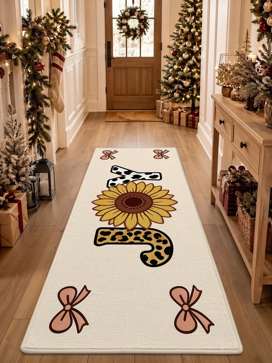 DAJIANG 1pc Bohemian Style Long Runner Rug, Kitchen Mat, Long Floor Mat For Bathroom, Kitchen, Outdoor, Hallway, Bedroom, Living Room, Machine Washable, Easy To Clean Entryway Mat, Non-Slip Bedroom Decor Rug, Autumn Decoration