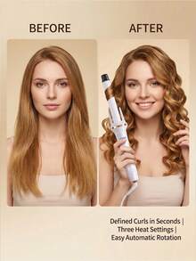 HYUNDAI 1 buah Catokan Rambut Fashion 28mm dengan 3 Pengaturan Suhu, Pemanasan Cepat, untuk Rambut, Dirancang untuk Rambut yang Sulit Diatur, Cocok untuk Semua Jenis Rambut - Colokan Inggris (Hadiah) - Seri Otomatis InstaWave - View 8