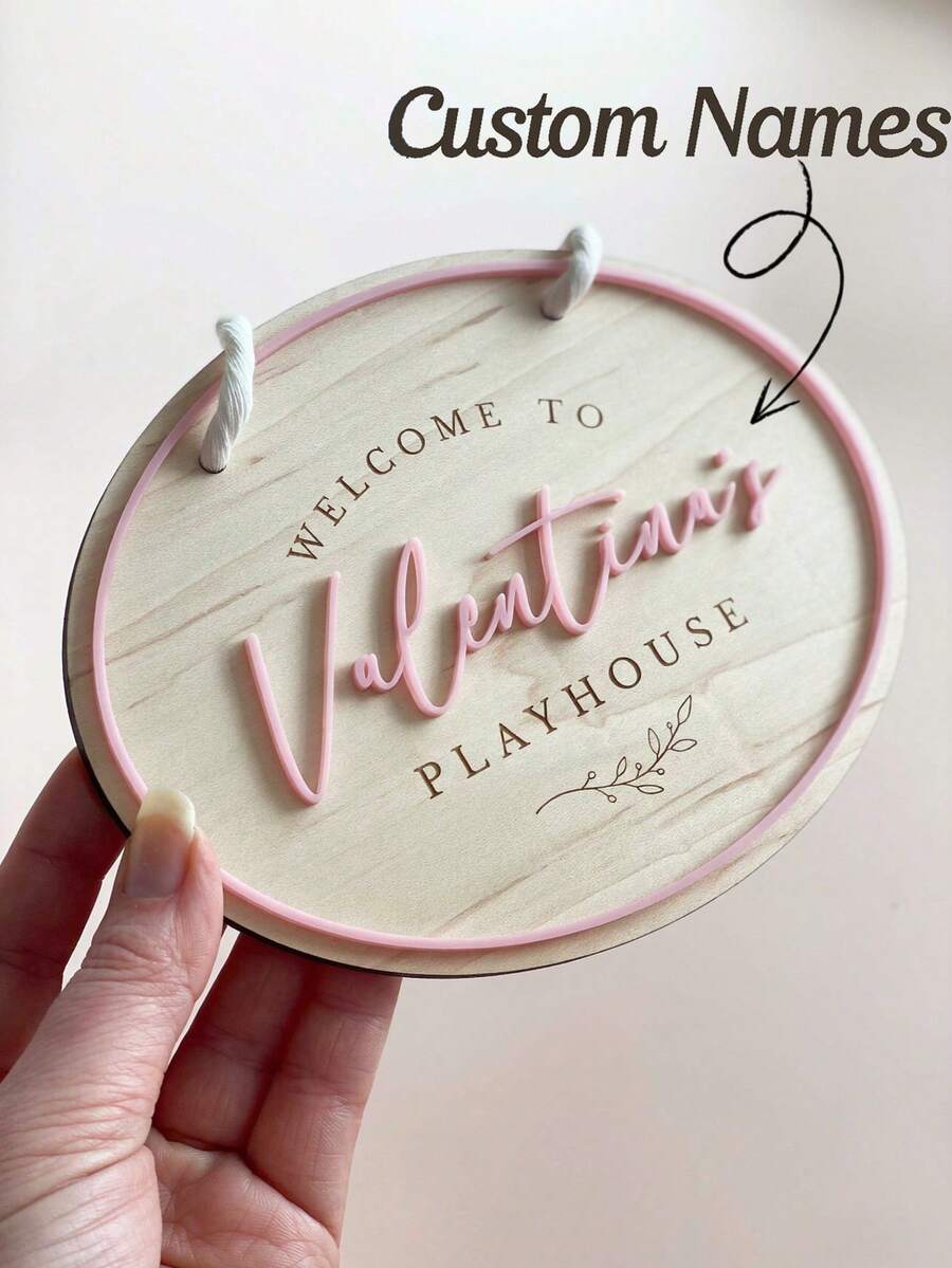 Personalized Wooden Children's Room Sign | Customized Game Room Decor | Name Plate | Role Play Room Sign - Multicolor - View 1