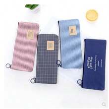 Creative Fresh Style Pencil Case, Striped Oxford Fabric Storage Bag, Stationery Box, Pencil Pouch, Cosmetic Bag - Multicolor - View 4