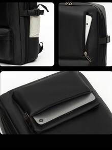 Men's Business Backpack, Oxford Cloth Laptop Bag, 15.6 Inch Laptop Bag, Large Capacity Travel Backpack, Minimalist Commuter, Anti-Theft, TSA Friendly - Black - View 10